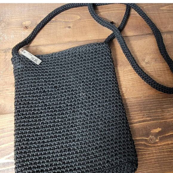 The Sak Crochet Crossbody Small Purse Black 7x9 - Picture 2 of 4